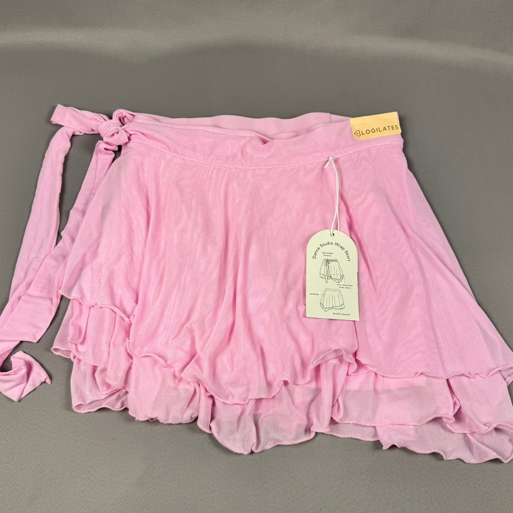 GloPilates Women's Pink Wrap Skort - Soft Layered Design